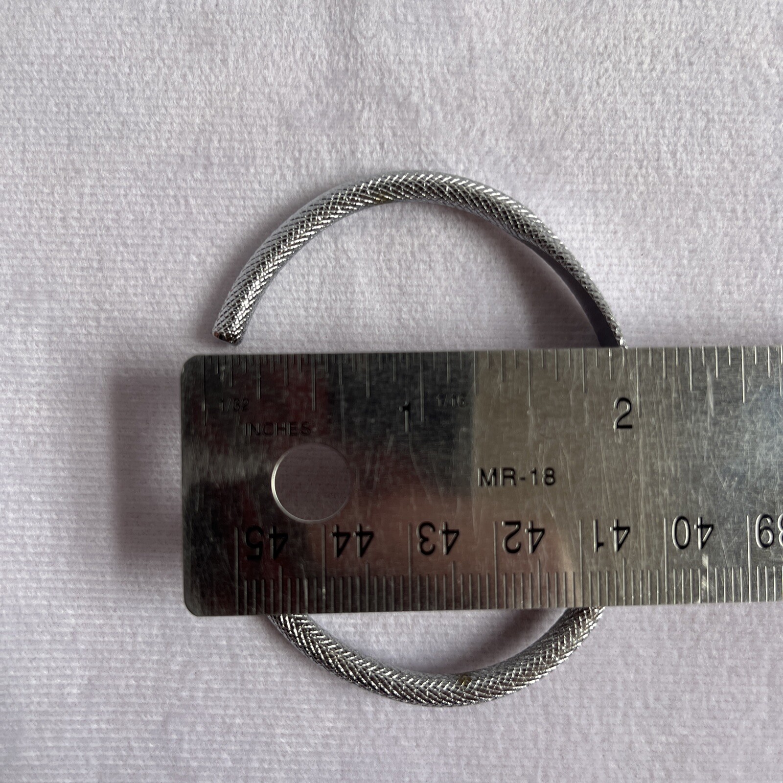 Silver Tone ID Cuff Snake Scale Pattern Bracelet … - image 8