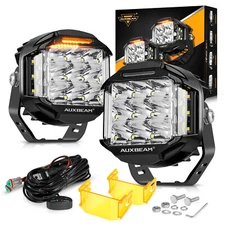 AUXBEAM 5" LED Work Driving Lights Pods Side Shooter Fog Lamp & Amber Covers