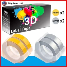 (2Yellow+2Silver) LabelTape For Dymo S0720020 1540 Dymo 20008CP Label Makers