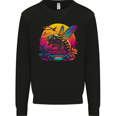 A Retrowave Biene Retro Farbe Herren Sweatshirt Pulli