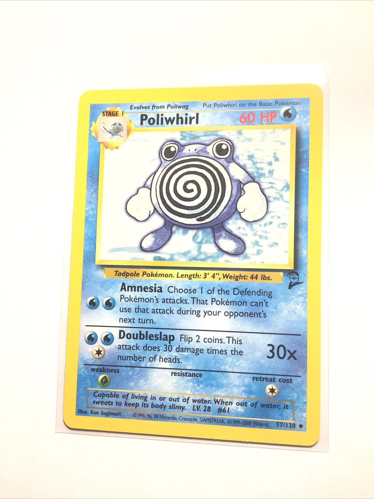 POLIWHIRL - 57/130 - Base Set 2 - Pokemon Card - NM