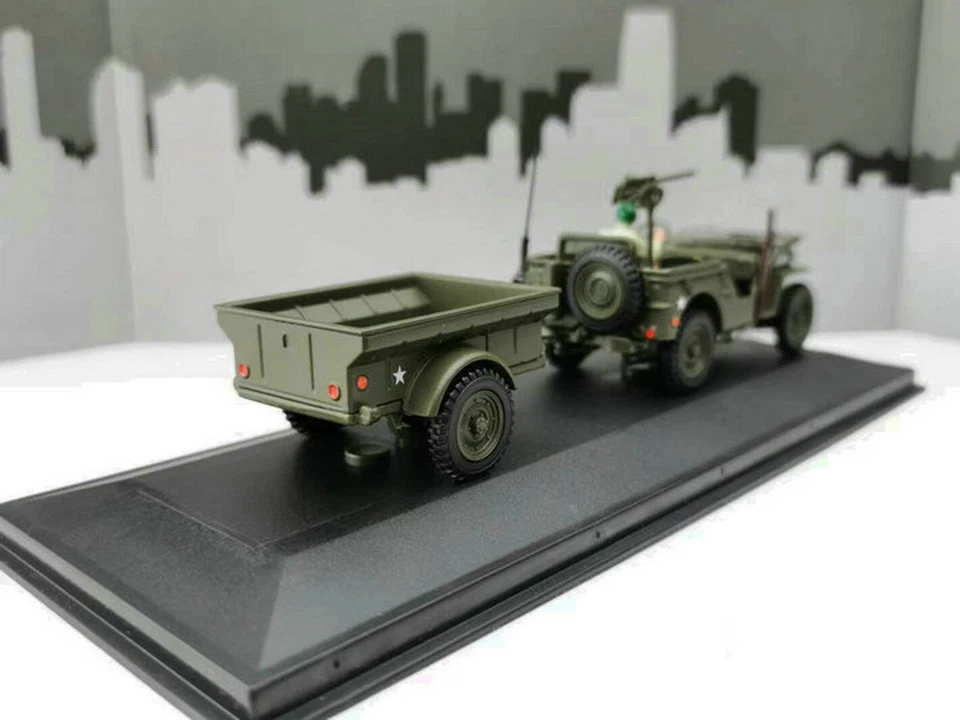 CARARAMA 1/43 Scale 1/4 Ton Military Vehicle W/Trailer Diecast Model Car Toy  - Image 2 of 4