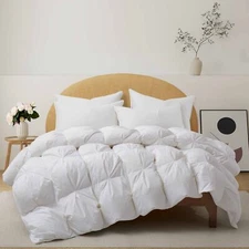 Super Fluffy Down Comforter Pinch Pleated Cotton Shell, King or Queen Blanket