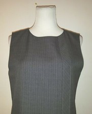 PETIT FRANCE WOMEN SZ 10 SHIFT DRESS GRAY PLAID PRINT SLEEVELESS TANK LINED 3348