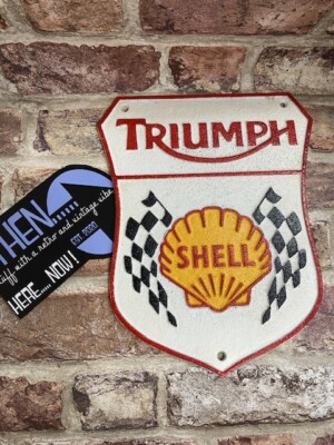 TRIUMPH SHELL 鋳鉄製　 サインプレート　アンティーク TRIUMPH SHELL 鋳鉄製 サインプレート アンティーク