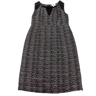 Noa-Noa Womens Dress Size M Short Black White Cotton Blend Lace Trim Lined Zip