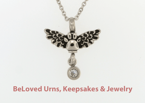 Paw-Print-With-Wings-amp-Dangle-Stone-Cremation-Jewelry-Urn-Chain-Dog-Cat-Pet