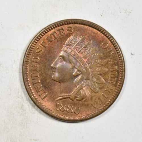 1880 INDIAN HEAD CENT ~ SHARP RED/BROWN BU UNCIRCULATED!