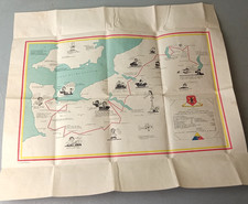 WWII Map Original 65th Armored Field Artillery Battalion Route Europe D-Day