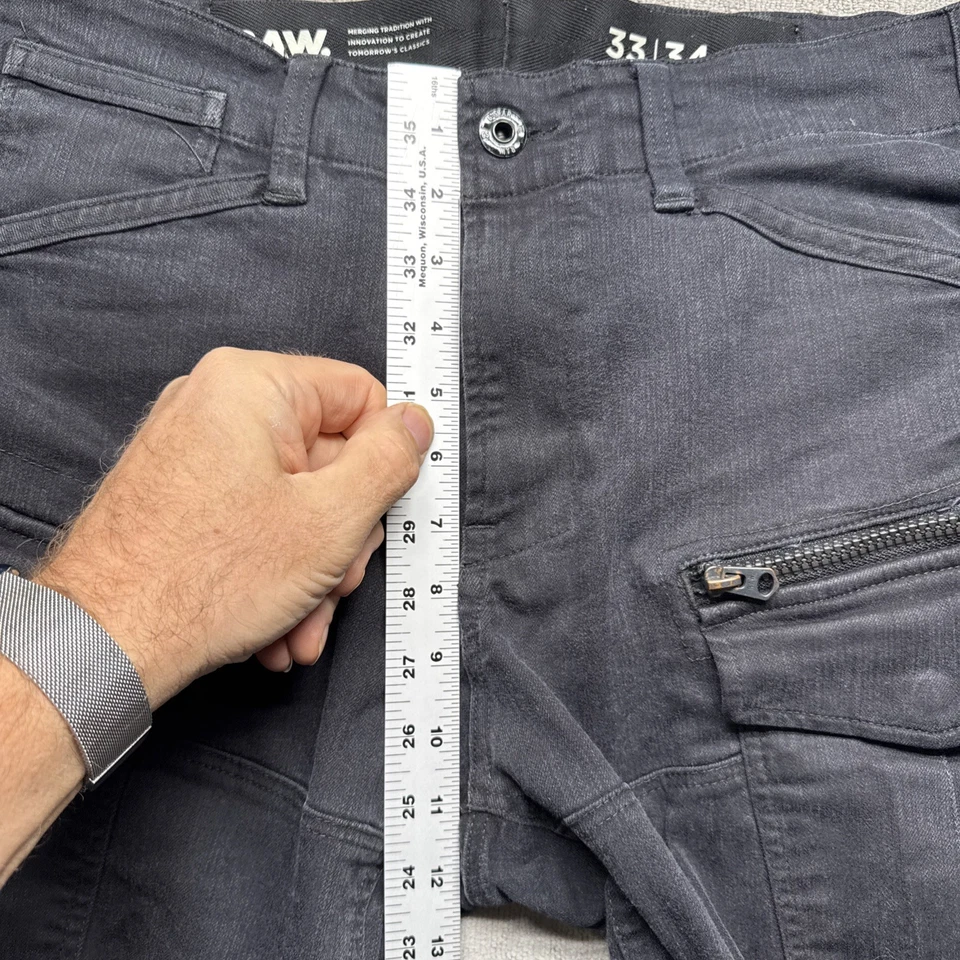 G-Star Raw Black Cargo Utility Pants Slim Fit Distressed Jeans Men’s 33x34 - Image 4 of 4