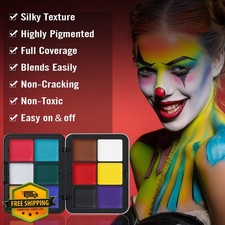 16 Color Face Body Paint Kit Sponge Brush Halloween Makeup Zombie