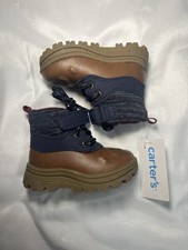 Carter  s Duck Toe Boots Toddler Boys Size 4 Navy Waterproof Style NWT