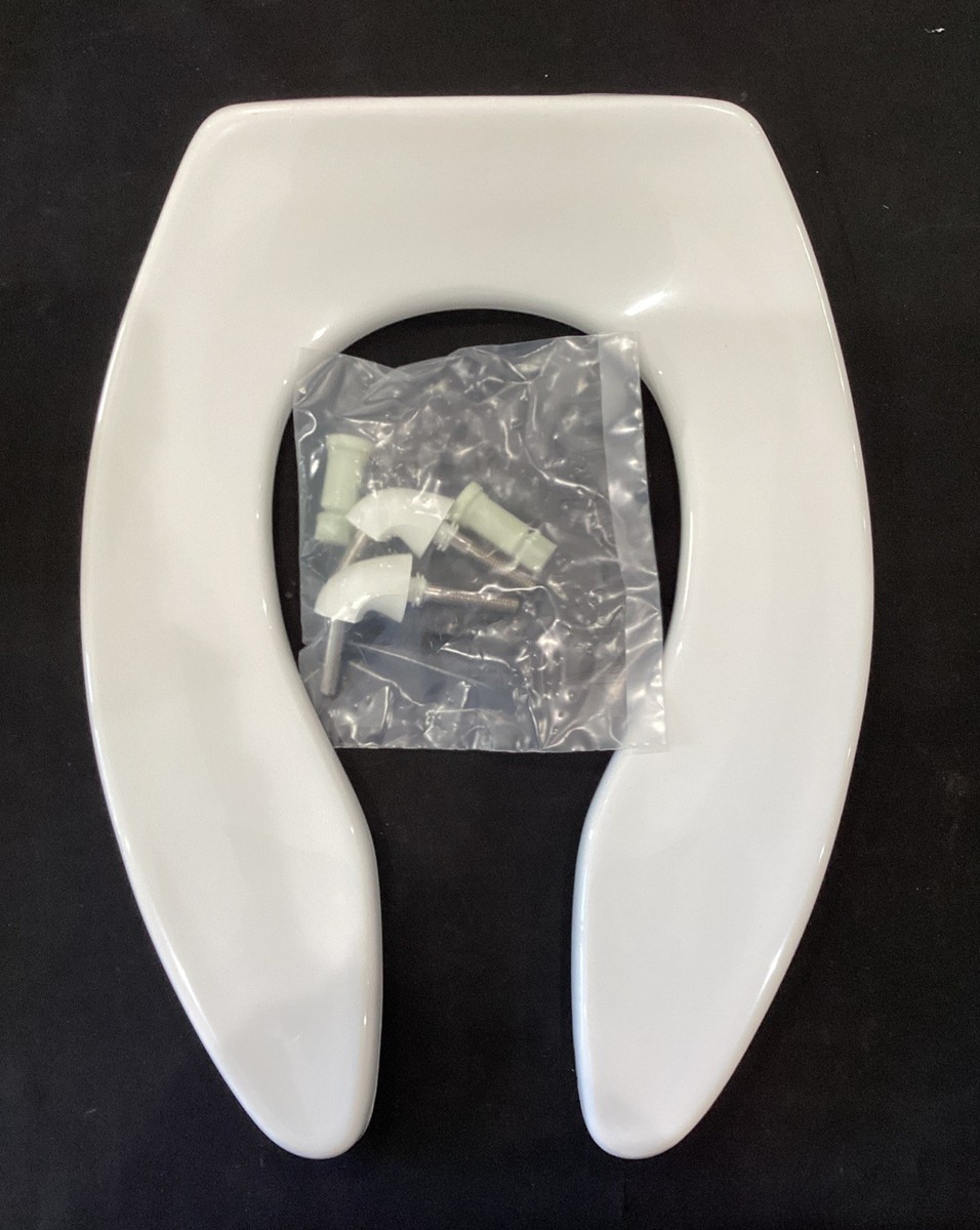 Bemis 1955SSC000 Abattant De Toilette Allongé En Plastique Avec Charnières à Carreaux Blanc