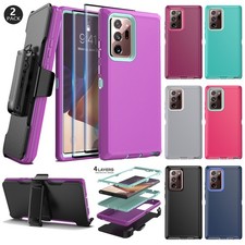 For Samsung Galaxy Note20 Note20 Ultra Bumper Case Cover Holster Tempered Glass