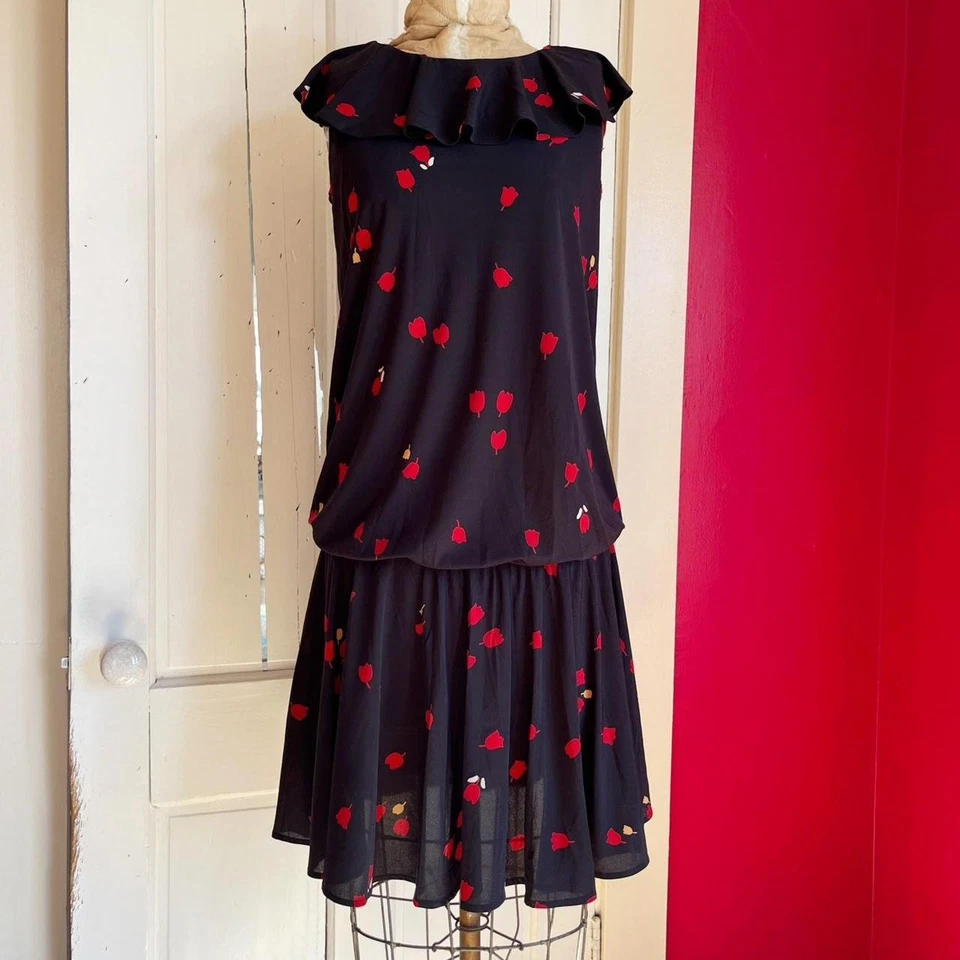 Vestido de día vintage años 70 Aristos Carnaby Street estilo años 30 cintura caída XS/S Foto 2 de 4