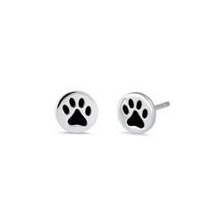 Paw Print Stud Earrings Pet Lover Jewelry for Girls Women 925 Sterling Silver