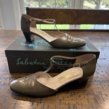 Salvatore Ferragamo Florence Green Leather Shoes Sz 8 AAA Made In Italy Vintage