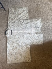 Women's Silk Kimono, Japanese Style, Floral Pattern, Beige, One Size