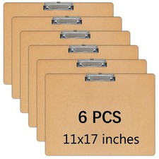 6 PCS Extra Large 11X17 Clipboard, Wood Cleats with Low Profile Clips for Dra...
