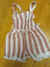 BCBG GIRLS ONE PIECE SHORT ROMPER Size 4T Striped Brown