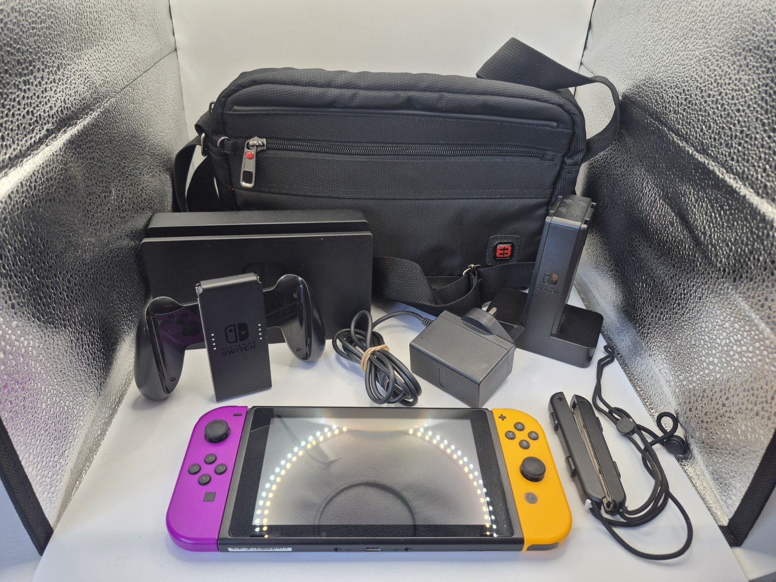 Nintendo Switch HAC-001(-01) Console Purple/Orange Bundle With Accessories 