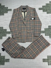 Liverpool Los Angeles 2 Piece Set Womens Large Gray Plaid Boyfriend Blazer New