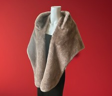 Vtg Light Brown 50s Faux Fur Shawl Women OS Luxury Glam Lined 34  Length