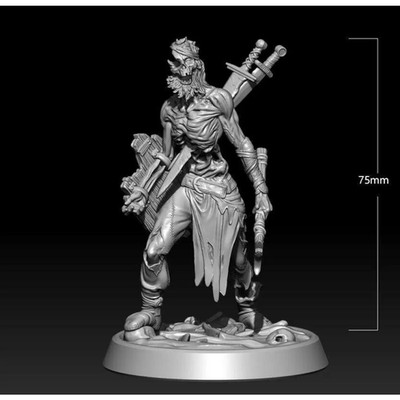 1/24 75mm 3D Print Model Kit Undead Warrior Skeleton Monster Unpainted