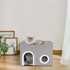 Cat House Large Indoor Cats Bed Cute Modern Cat Condo Shelter Foldable