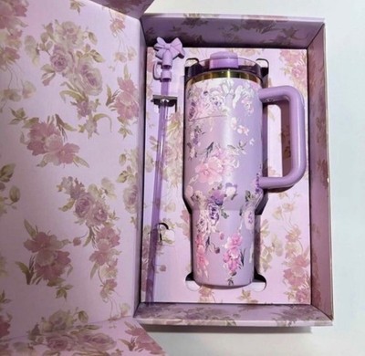 Stanley x LoveShackFancy 40oz Quencher Blooming Heirloom Purple Rose Gold NWT