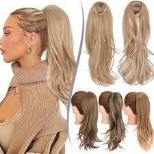 22in Reversible Clip In Drawstring Ponytail Extension Wavy or Curly Hair Piece