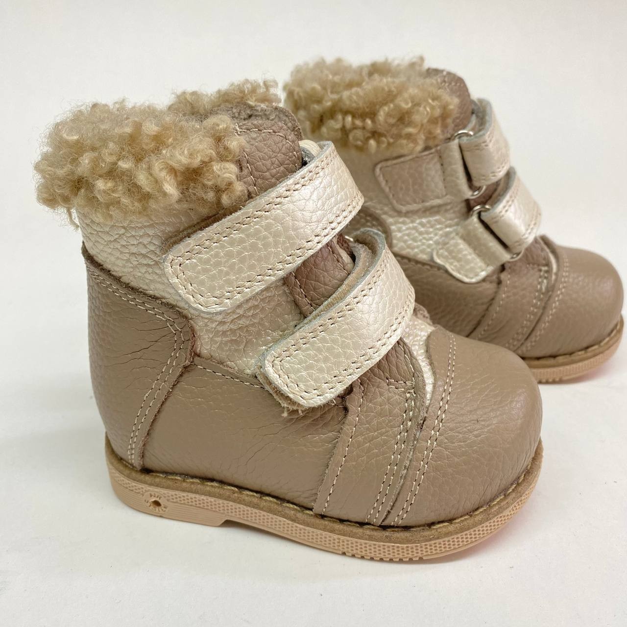 Girls Leather Boots Fleece Lined Beige Orthopedic Shoes EU 18 / US 3