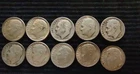Lot of 10, 90% Silver, Roosevelt Dimes -  1964 and earlier.