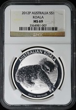 2012P AUSTRALIA KOALA S$1 NGC MS69