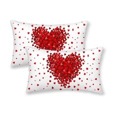 Valentine Pillow Covers 12x20 Inch Set of 2, 20" x 12" Pack of 1 Red Heart