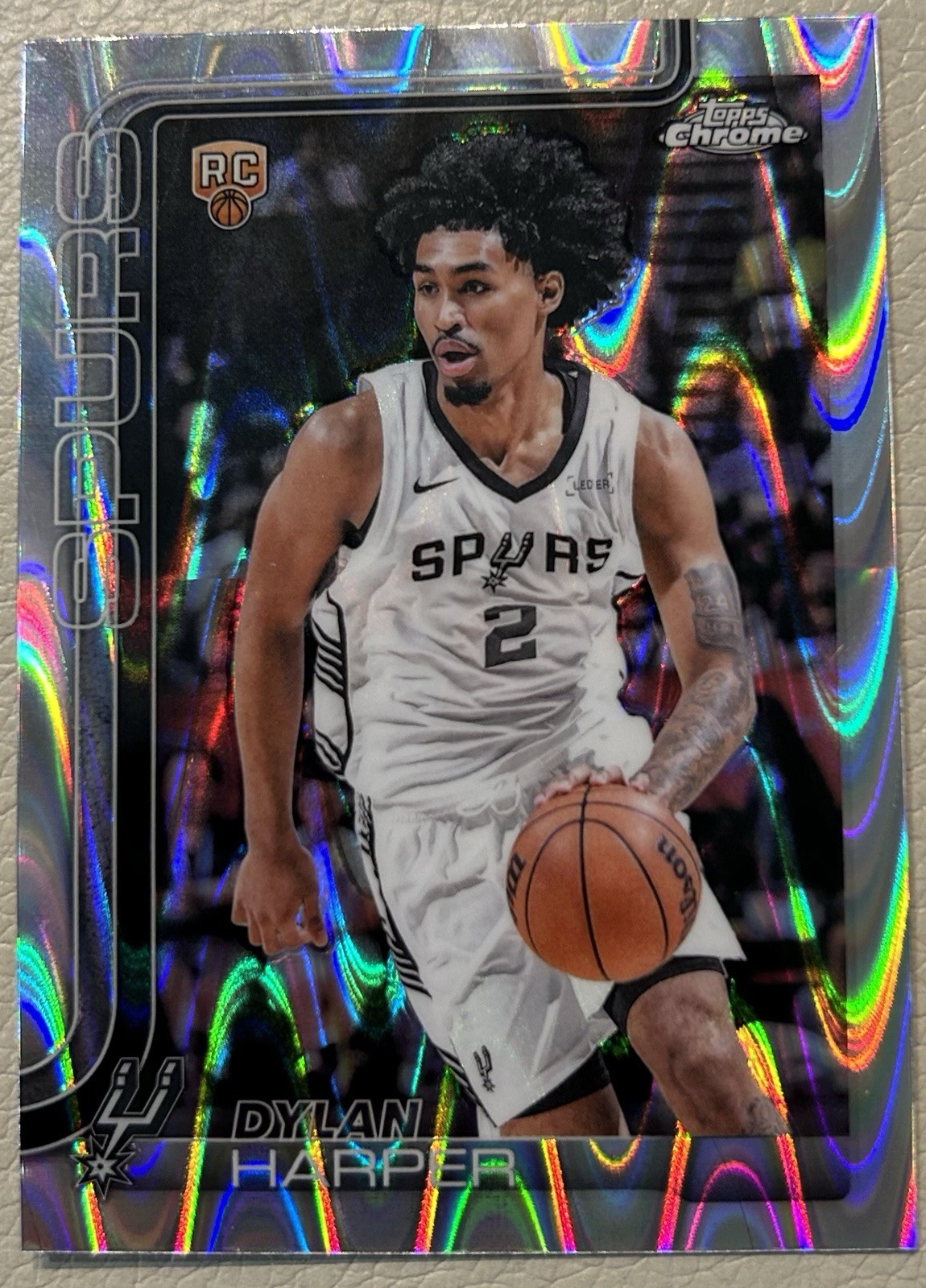 2025 Topps Chrome Dylan Harper Raywave Refractor Rookie #252 San Antonio Spurs