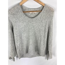 Ann Taylor LOFT Soft Brushed Knit Tie Sleeve heather grey Sweater Size XS