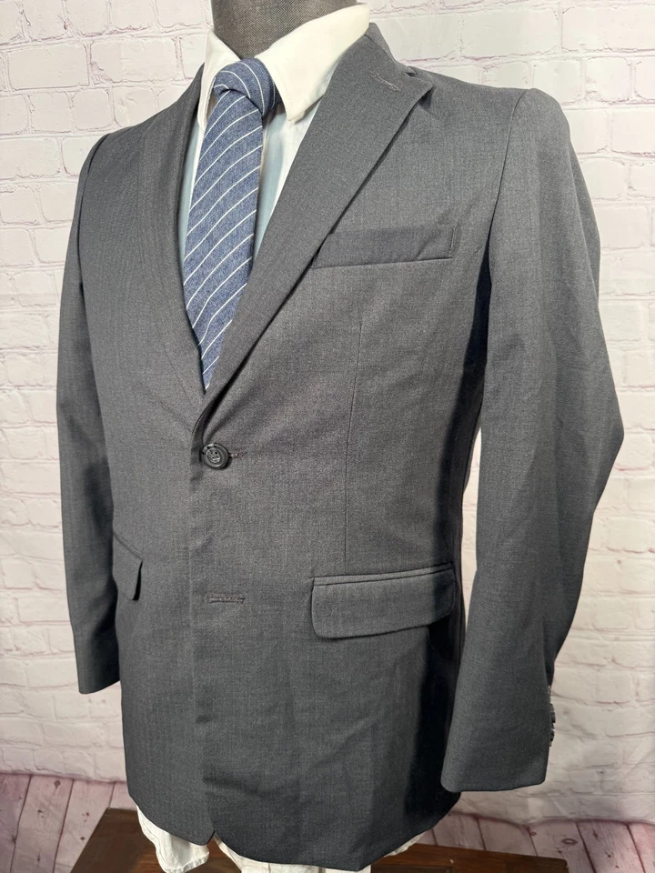 Abrigo Blazer Chaqueta Abrigo Deportivo IZOD Niños Gris Mezcla Lana 2 Botones TALLA 16 REG Foto 2 de 4