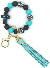 Silicone Beaded Wristlet Keychain Bracelet,Key Wrist Keychains for W