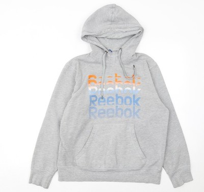 Reebok Herren Grau Pullover Hoodie M Logo Sport Fleece