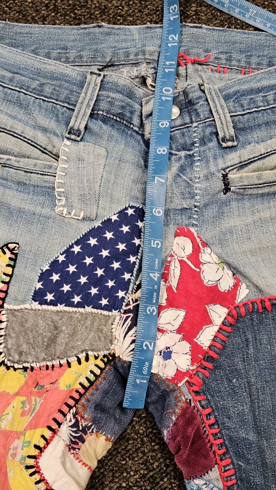INSANE 70s Patchwork Crazy Quilt HippieJeans  Aut… - image 14