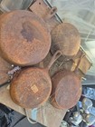 4 Rusty Cast Iron Skillets And Bowl — photo 1