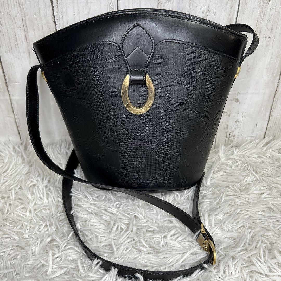 Dior Trotter Black Leather Shoulder Bag Authentic F07151341