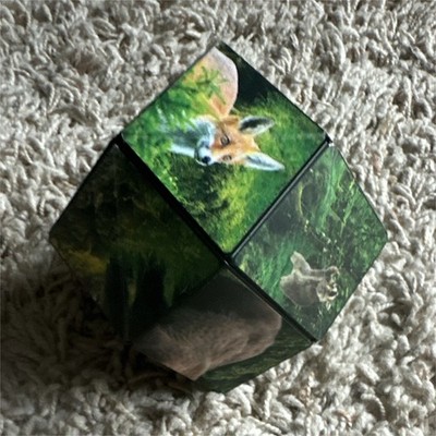Animal Print 2x2 Twist Cube Puzzle Fidget Brain Teaser, Plastic, Multicolor