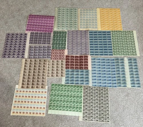 Large US Stamp Lot Collection Vtg Full & Partial  Sheets Stamps