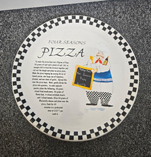 Pizza Plate - Round, Checkered, Black/White/Multicolour, Shiny