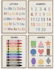 4Pcs Nursery Classroom Canvas Wall Art Educational Preschool Learning Posters...
