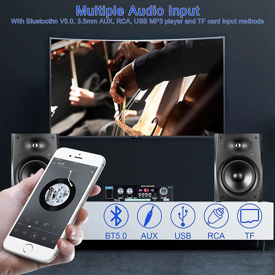 600W Mini Bluetooth 5.0 Verstärker,Digitaler Audio-Receiver Endstufe mit 2-Kanal - Bild 2 von 4