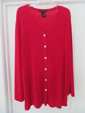 EUC Francesca Rose XL Red Button Up LS Cardigan Sweater V Neck Acetate Spandex