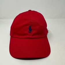 Polo Ralph Lauren Hat Kids Adjustable Red Cotton Signature Pony Cap